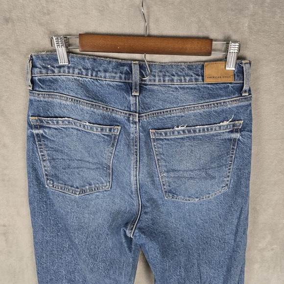 American Eagle Women Super High-Rise Straight Jeans Size 6 Distressed - Picture 4 of 11